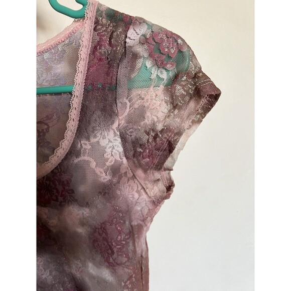 Rue 21 Purple And Pink Lace Top Short Sleeve Size M Fairy Whimsigoth - Picture 8 of 12